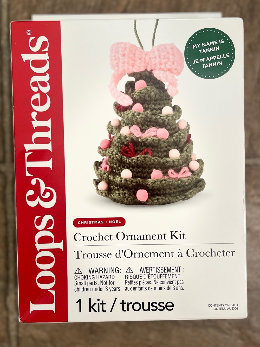 Loops & Threads Tannin Pink Christmas Tree Crochet Ornament Kit NEW